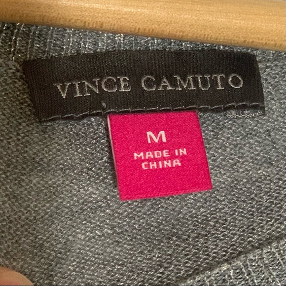 Vince Camuto Silver Sparkly Metallic Cold Shoulder Sweater - Picture 4 of 6